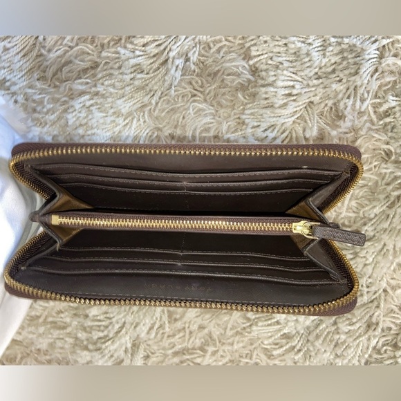 Tory Burch Women’s Classic Zip Around Wallet Robinson Stripe Gold Zipper - Picture 5 of 10